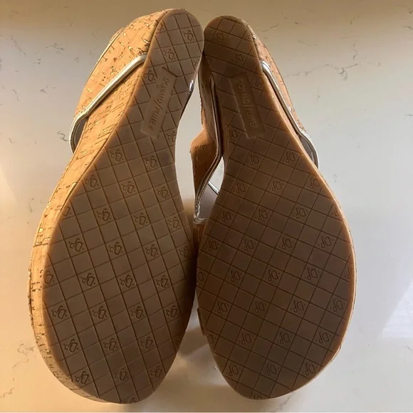 Donald Pliner GYER Upper Heel Wedge Platform Leather Slide Cork Sandals 8.5 M - Picture 9 of 10